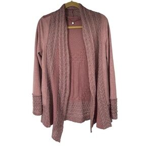 Anthropologie Knitted Knotted Regan Mix Stitch Open Cardigan Sz S Womens‎